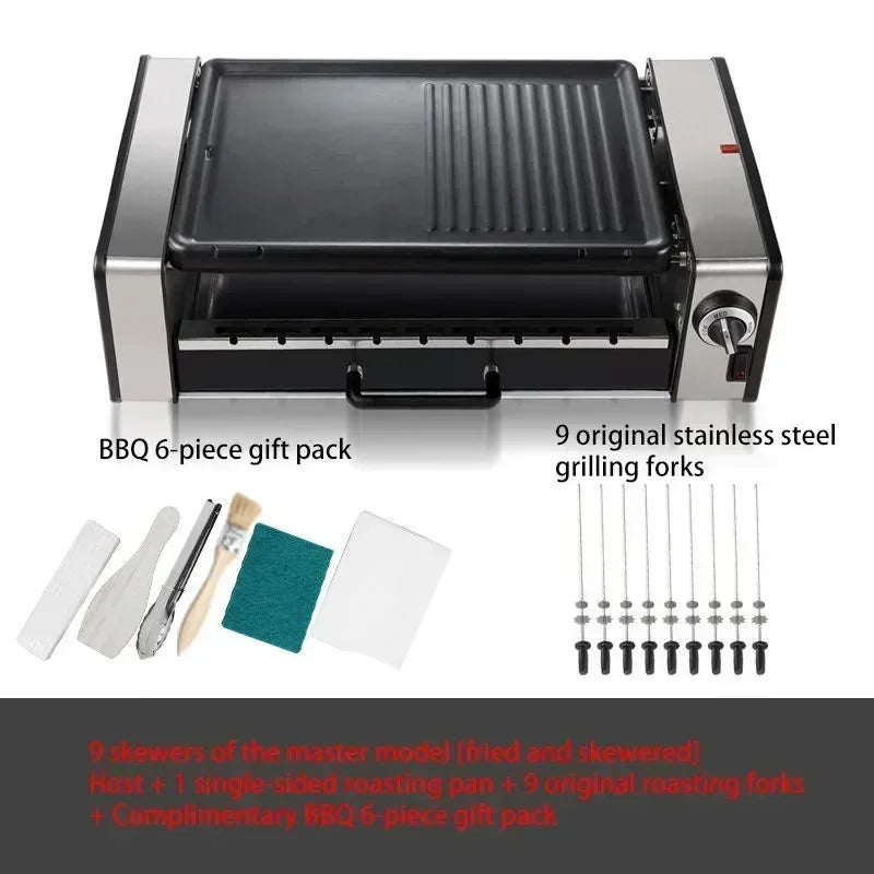 SYK-10 Electric Griddle BBQ Grill smokeless electric oven BBQ electric grill barbecue grill Automatic Rotary Kebab Machine