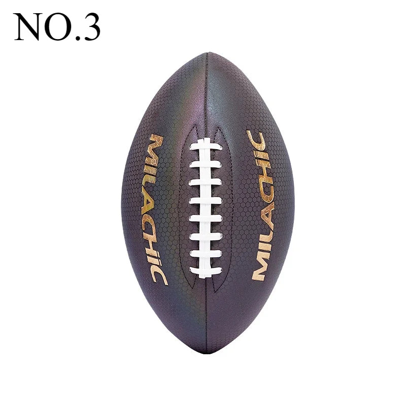 Training Reflective Rugby Ball Professional Grade Ball Toss Kick Practice for Youth Adult, Indoor and Outdoor Use, Size 3, 6, 9