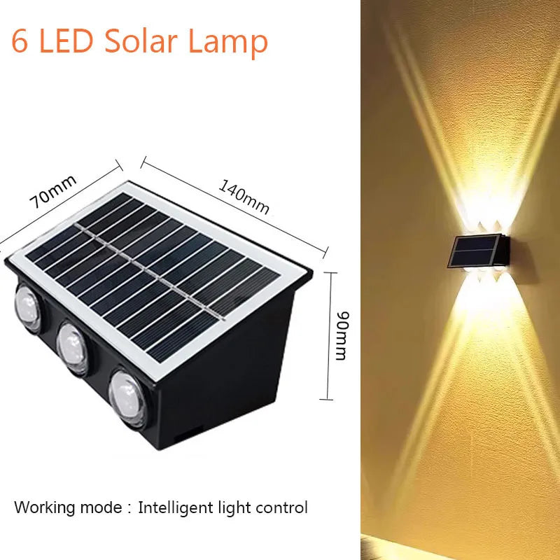 Outdoor Floodlight 4/6/8LED Solar Wall Lamp Upper And Lower Lighting Solar Powered Waterproof Streetlight for Balcony Courtyard