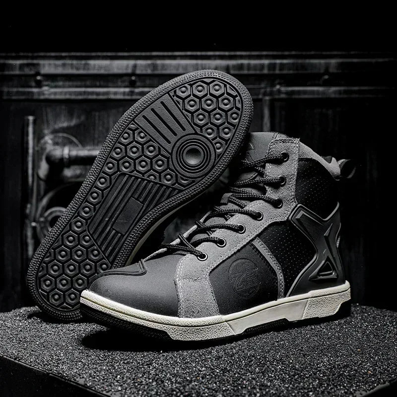 Men's Red Casual Motorcycle Boots – Summer Off-Road Riding Shoes, Motocross Style – Compatible with BMW & Honda Motorbikes