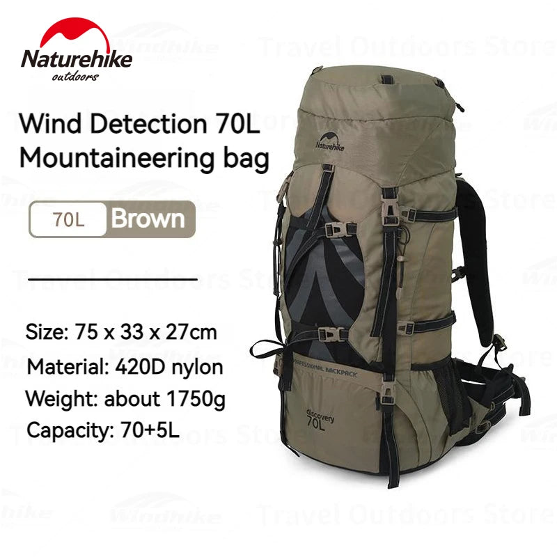 Naturehike 70+5L Backpack Professional Outdoor Climbing Hiking Travel Big Capacity Mountaineering Camping Support System Bag