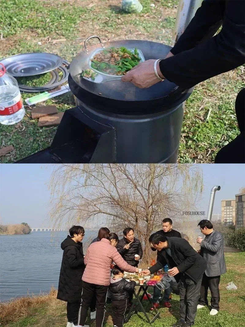 Chimeneas Camping Fire Pit Outdoor Grill Stand Camping Stove Heating Wood Fire Stove Household Rural Portable Brazier Stove