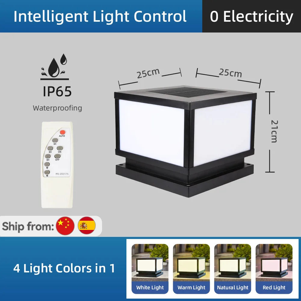 Outdoor Led Solar Garden Lights Dimming Timed Column Light Post Lamp Pillar Light Modern LED for Home Villa Garden Patio Decor