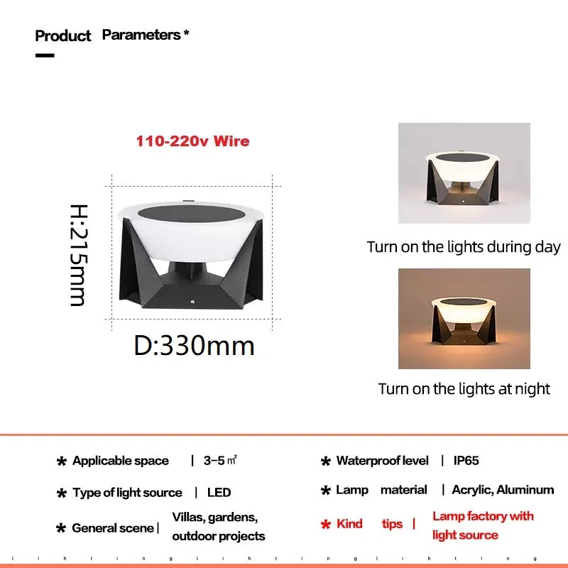 LED Solar Light Outdoor Garden Column Lamps Post Lights Waterproof Fence Gate Cap Lighting Lantern Head Fixture Patio Decoration