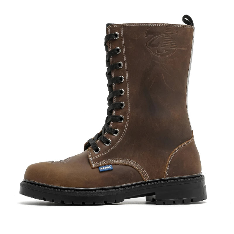 Winter Motorcycle Shoes Men Cruiser Boots Motocross Boots Motorbike Tall Boots Portland Shoes for Worker Adventure Black Leather