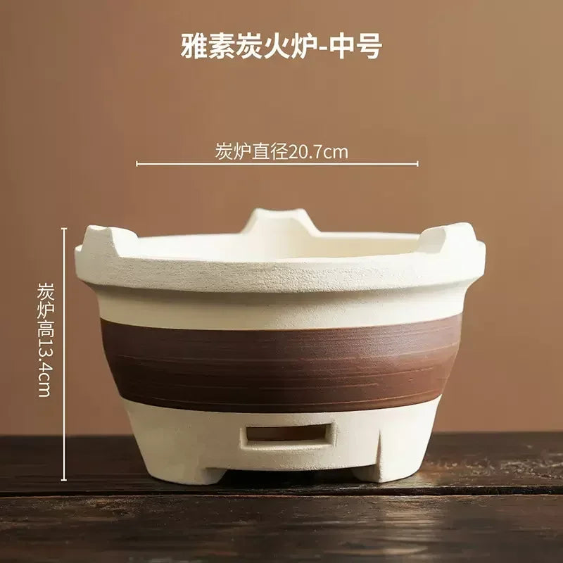 Kaolin-Household Charcoal Stove, Indoor Tea Heater, Outdoor BBQ Stand, Winter Heating Brazier, Household Charcoal Burner,
