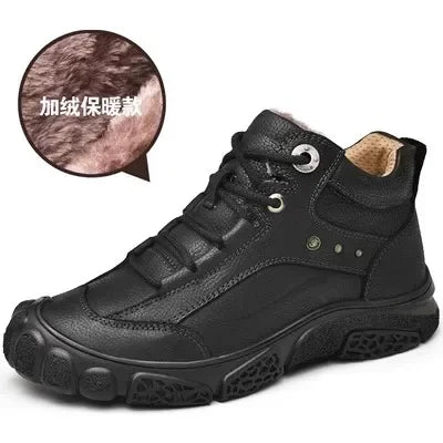 Motorcycle Riding Boots with Winter Velvet Style Warm Waterproof and Non Slip Outdoor Leisure Hiking Shoes Motorcycle Boots