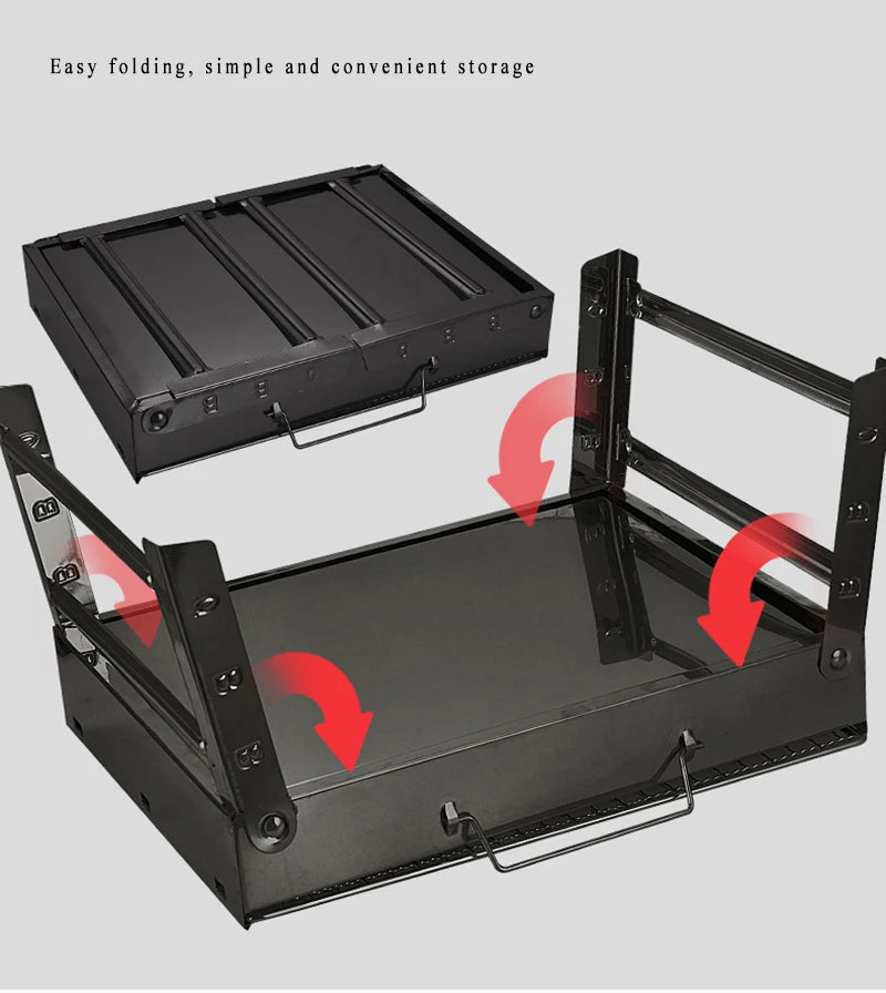 Folding Portable Barbecue Charcoal Grill, Barbecue Desk Tabletop Outdoor Stainless Steel Smoker BBQ for Outdoor Cooking Camping