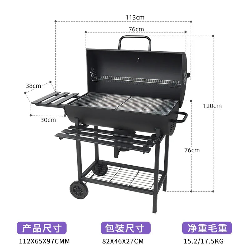 Heavy Duty Barrel Automatic Chicken Rotating Kit Barbecue Grill Iron Manual Rotisserie Charcoal Bbq Grill For Outdoor Party