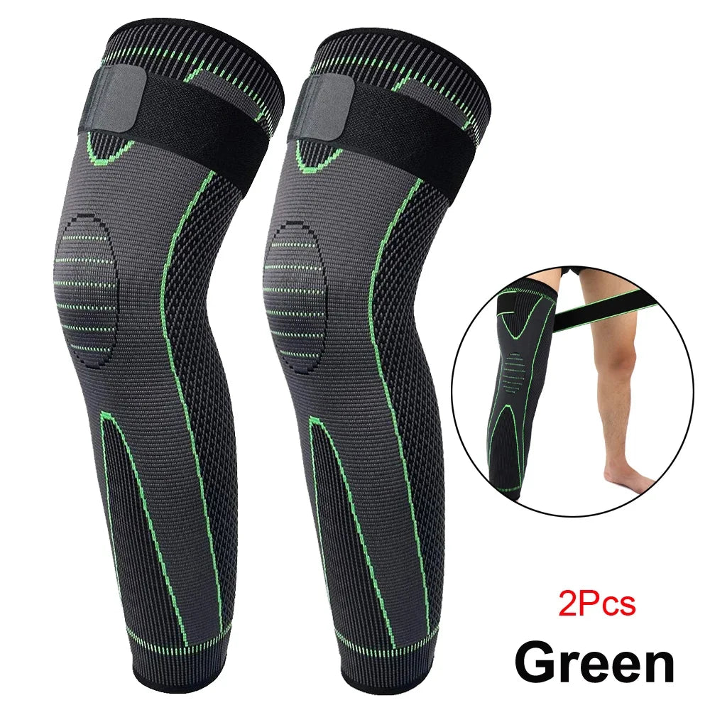 1/2Pcs Full Leg Compression Sleeve with Compression Strap for Women Men Long Leg Sleeve for Running Basketball Football Cycling