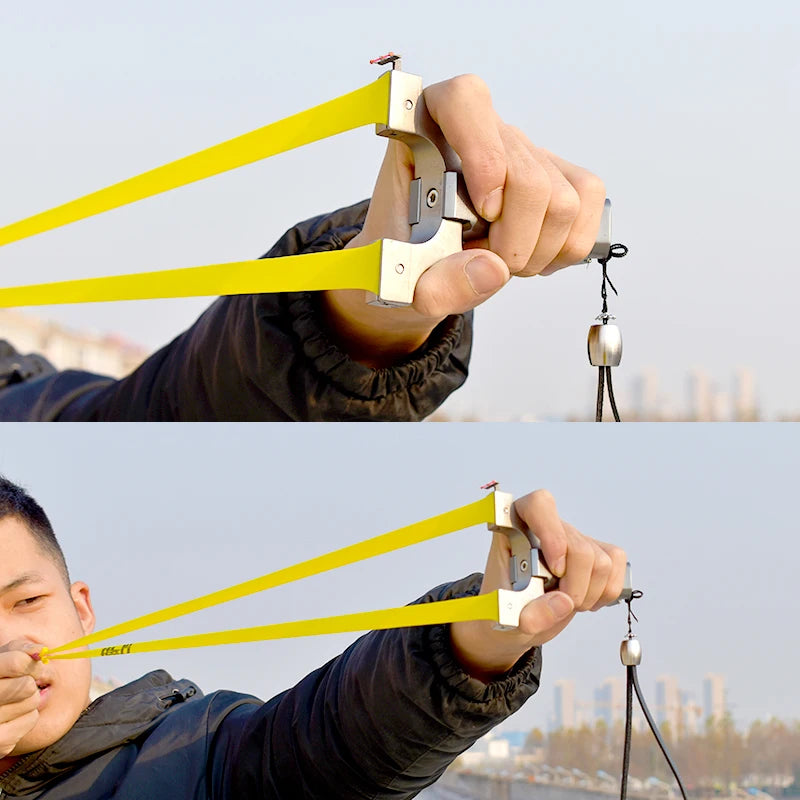 Aluminum Alloy Slingshot Stainless Steel Bow Head Ultra-high Craft Grinding Portable Hunting Equipment Must-have For Beginners