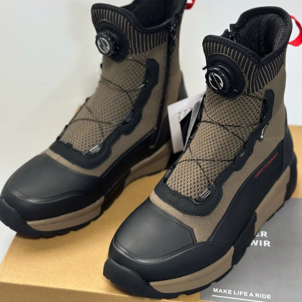 Men Motorcycle Boots Breathable Anti-fall Rider Road Racing Casual Shoes for Motorrad Gear Shift Rubber Sole Motorbike Shoes