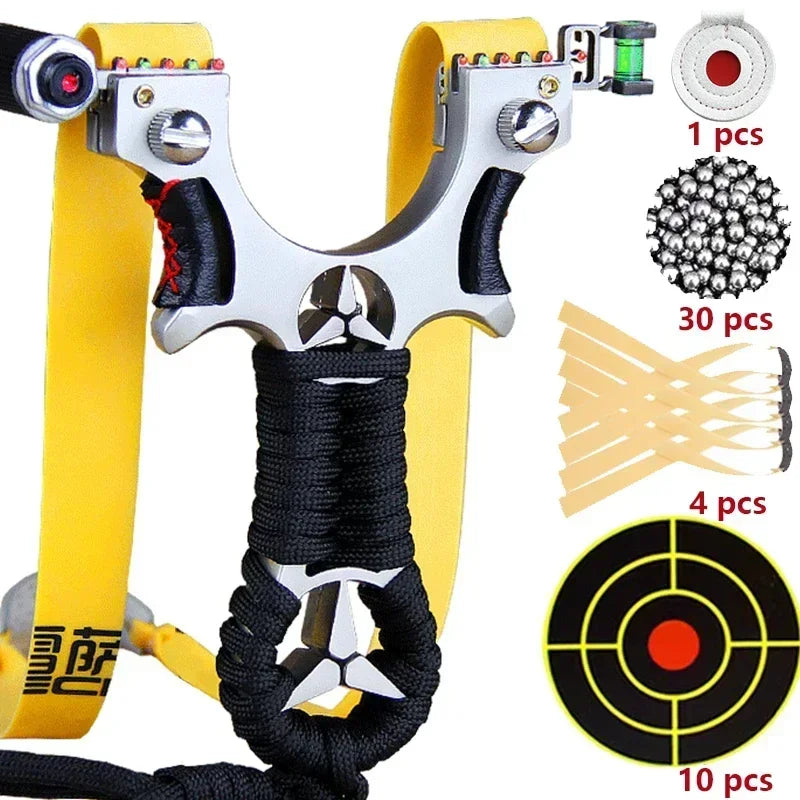 Laser slingshot High Quality Alloy Slingshot Flat Rubber Band Hunting Shooting Outdoor Catapult Hunting Slingshot