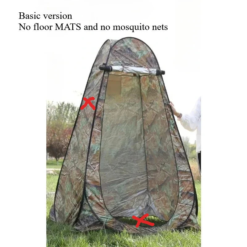 1-2Person Camouflage Ice Fishing Tent Anti-Mosquito Rain-Proof Sunscreen Double Doors 2 Windows Pop-Up Quick Open150x150x190cm