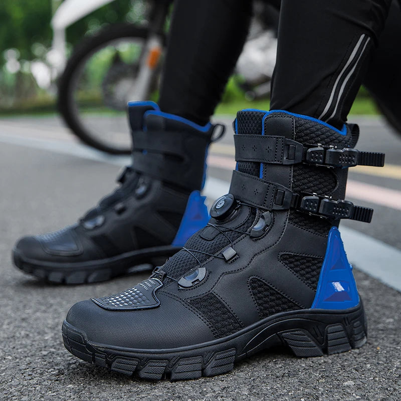 Men's Motorcycle Boots High Quality Breathable Motocross Shoes TPU Protective Men Motorcycle Shoes Non-slip Motos Riding Boot