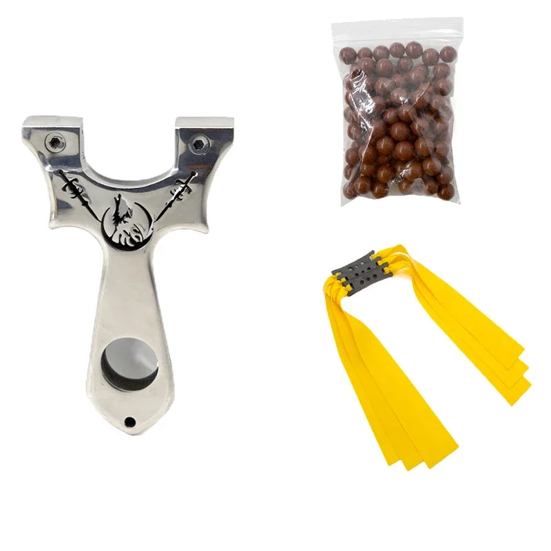 Professional Hunting Slingshot High Quality Stainless Steel Catapult with Flat Rubber Band for Outdoor Shooting Sport Accessorie