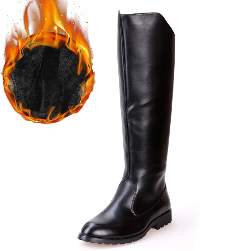 men luxury fashion high knight boots original leather shoes stage nightclub dresses long cowboy boot motorcycle botas masculinas