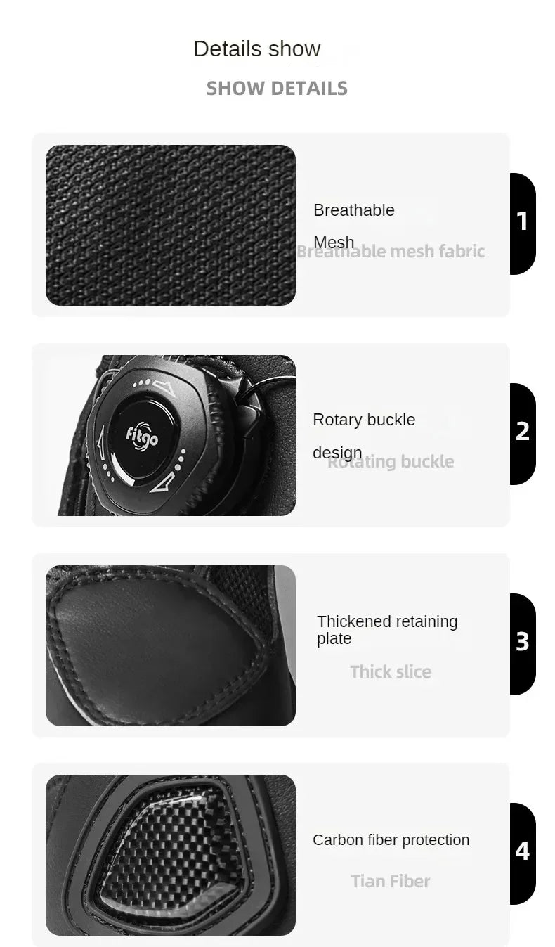 Sulaite Motorcycle Boots Men Waterproof Motorcyclist Boots Black Leather Motocross Boots Breathable Moto Biker Shoes