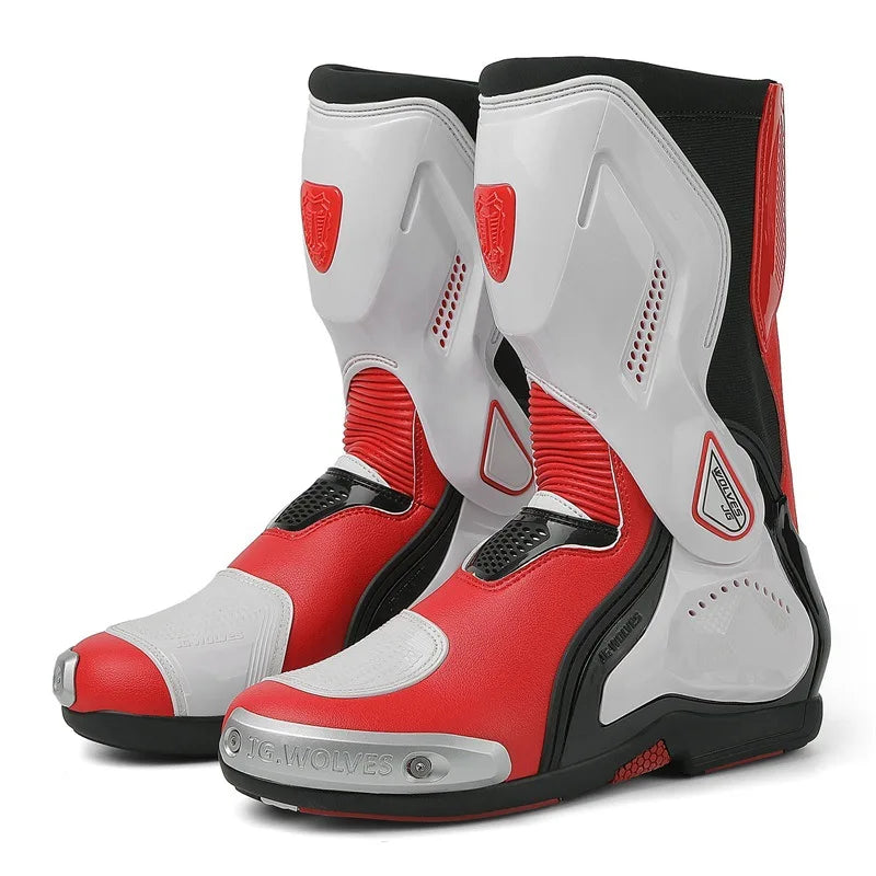 Professional Motorcycle Boots Anti-slip Mid-calf Long Ankle Off-road Racing Wear-resistant Motorcycle Rider Protective Shoes