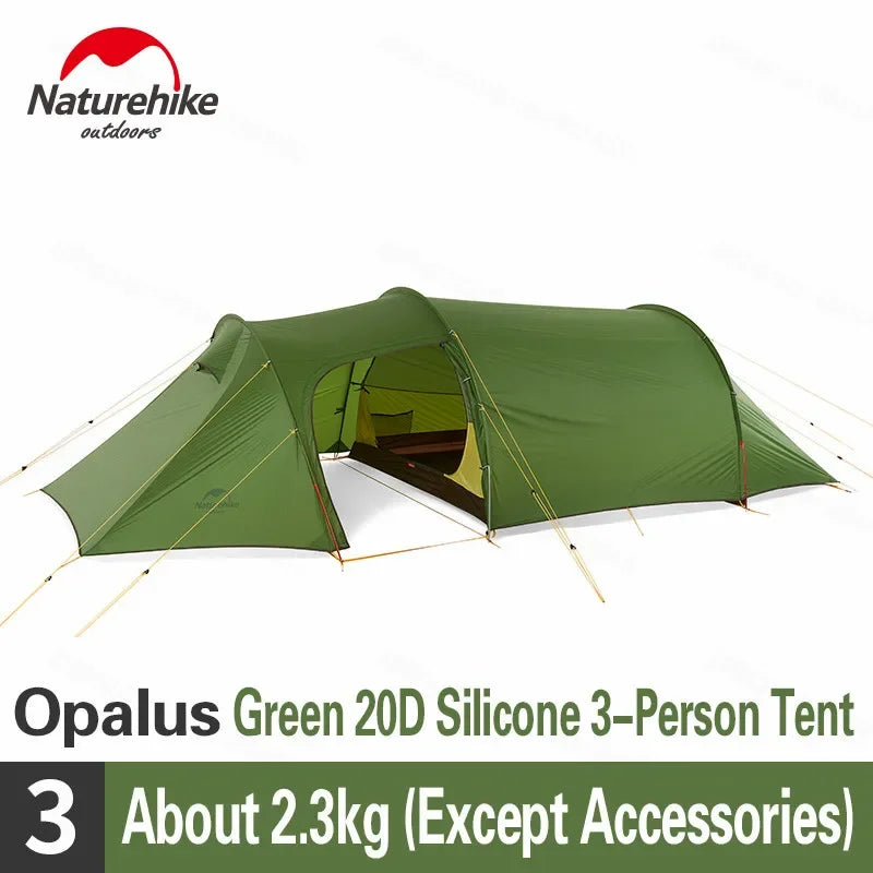 Naturehike-Ultralight Opalus Tunnel Double Tent, Outdoor Camping, Hiking, 2, 3, 4 Persons