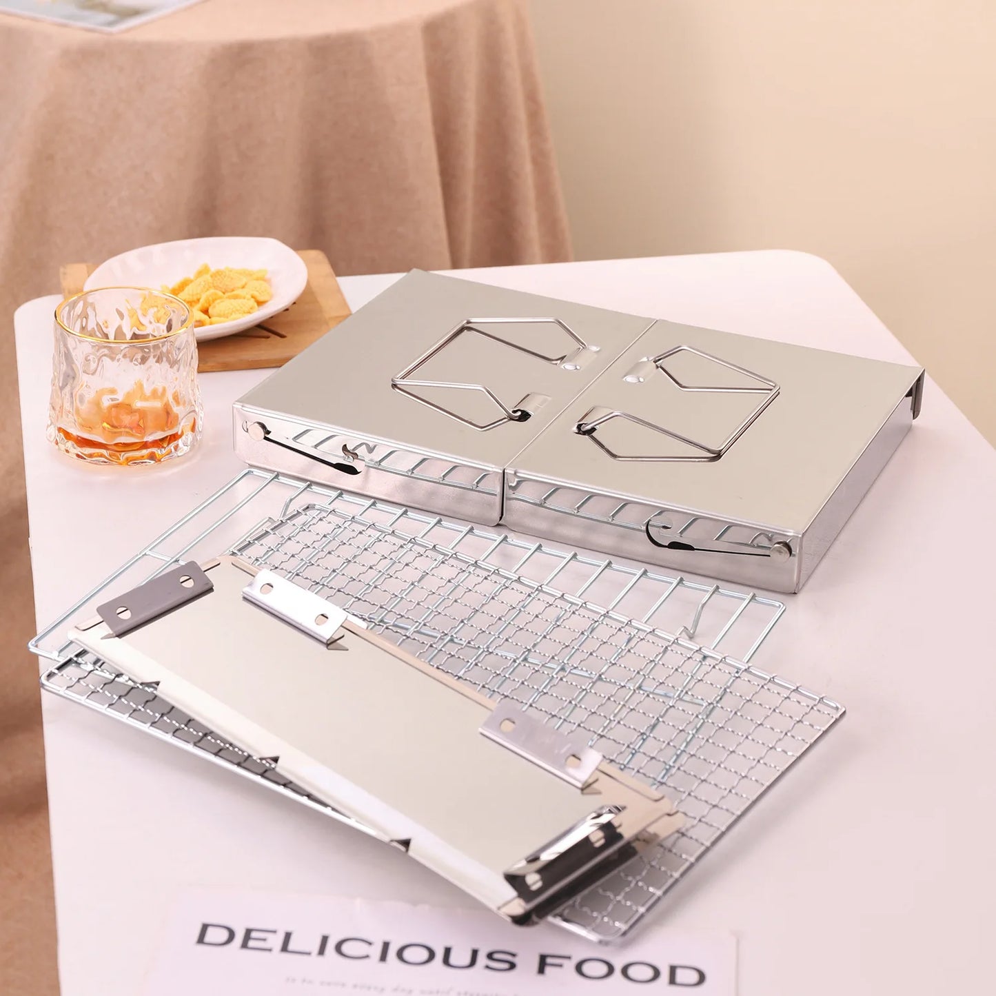 About 30X20X15cm Portable Folding BBQ Grill for Outdoor Camping Bonfire Parties Collapsible Wood-Burning