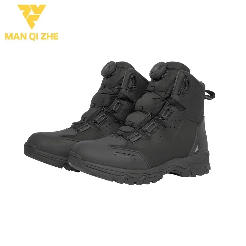 Motorcycle Boots Cowhide Waterproof Motorbike Travel Botas Hiking Shoes Road Cycling Zapatos Men Four Season For KTM For Honda