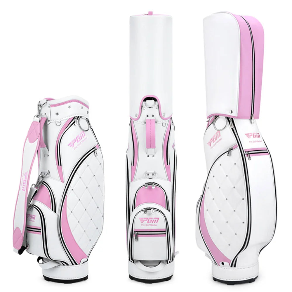 PGM Women Golf Stand Bag Portable Thickened Waterproof Cloth Ball Bag Wear Resistant High Quality Light TPU Golf Clubs Bag QB103