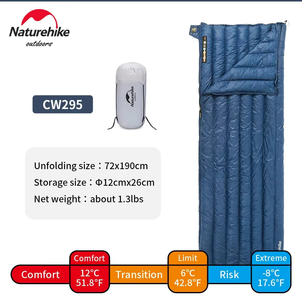 Naturehike Camping Duck Down Sleeping Bag CW295 Spring Warm Waterproof Splicable Double Quilt Ultralight Envelope Sleeping Bag