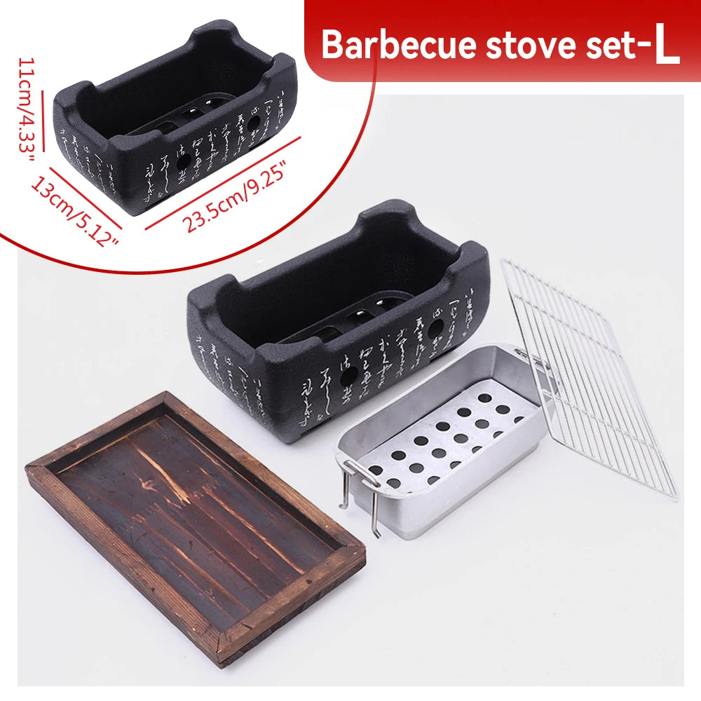 Portable Japanese BBQ Grill Korean Carbon Furnace Charcoal Grill Barbecue Stove Cooking Oven Household Outdoor Barbecue Tool