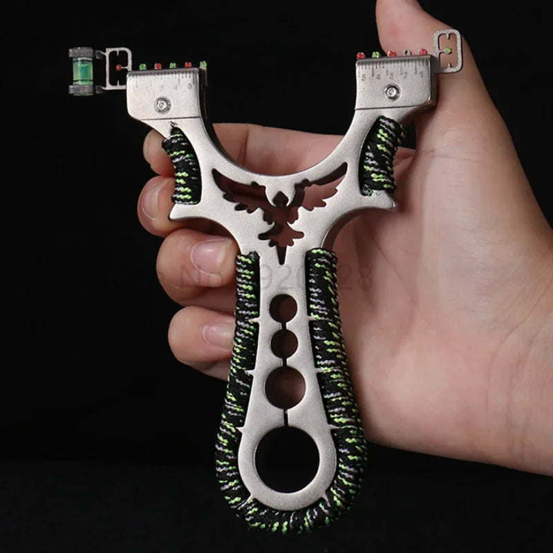 Red Laser Shooting Stainless Steel Slingshot With Flat Rubber Band Catapult Outdoor Sports Hunting Slingshot Accessories