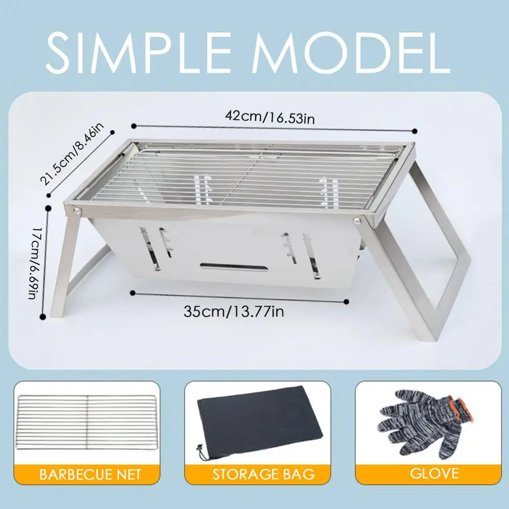 Portable Outdoor Camping Folding stove stainless steel Barbecue brazier charcoal barbecue smokeless folding barbecue stove