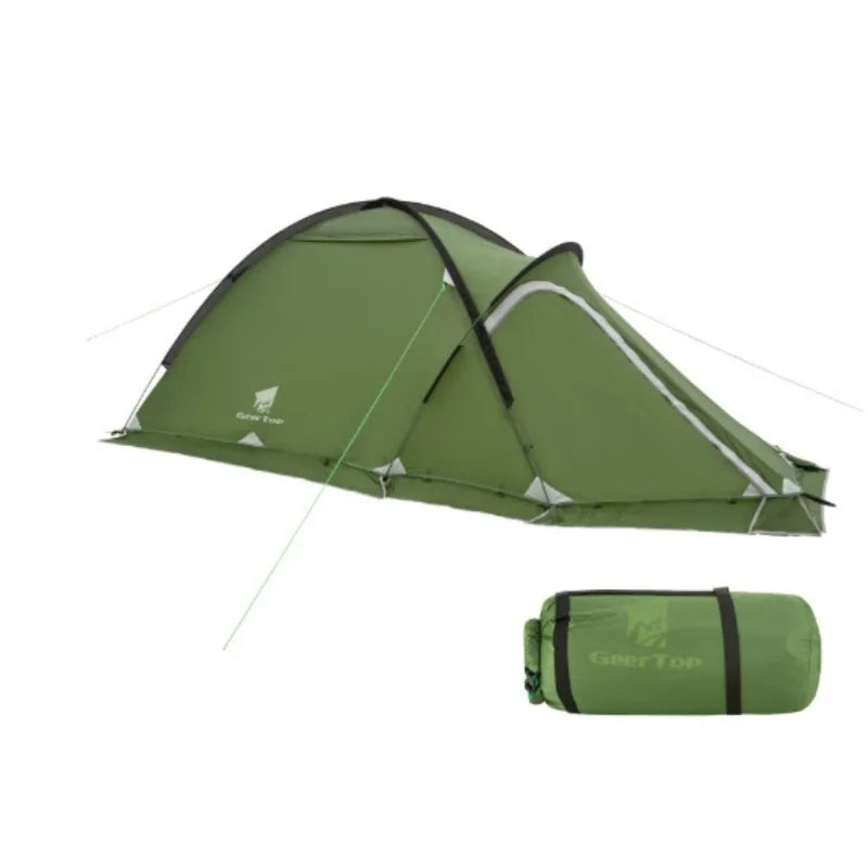 2 Person 4Season 20D Silicon Coated Tent Aluminum Rod Outdoor Camping 1Hall 1Room Rainproof with Snow Skirt Hiking Cycling Tour