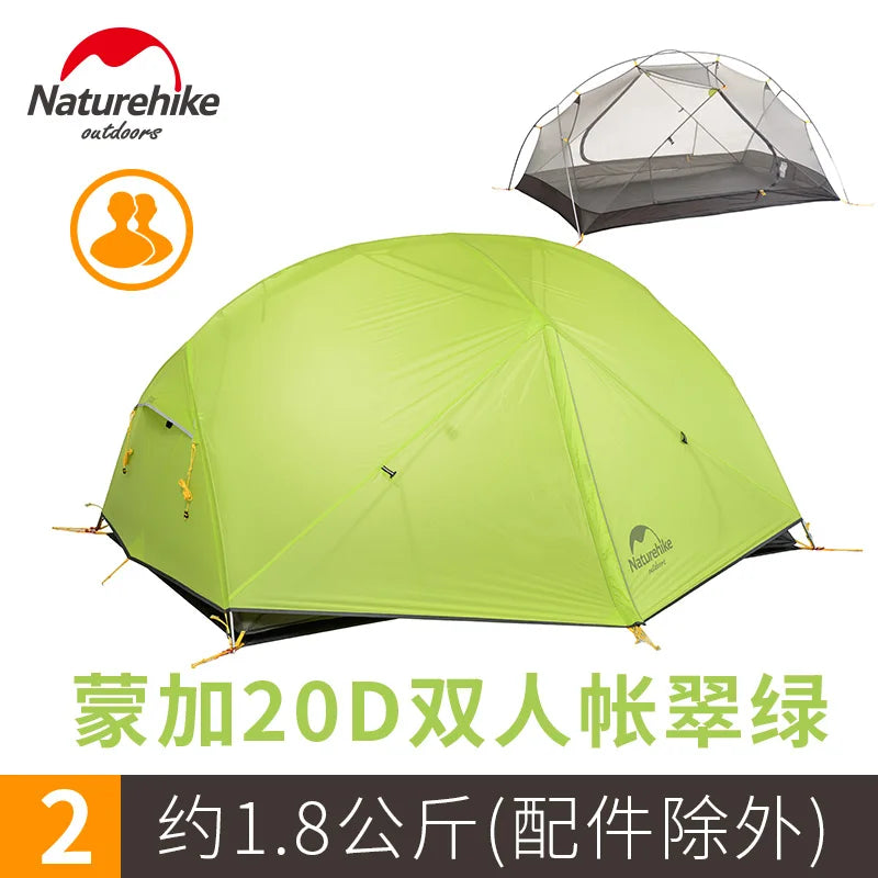 Naturehike-Mongar 2 Tent, Ultralight Double-Person Tent, Professional Outdoor Camping, Mountaineering, Windproof and Rainproof
