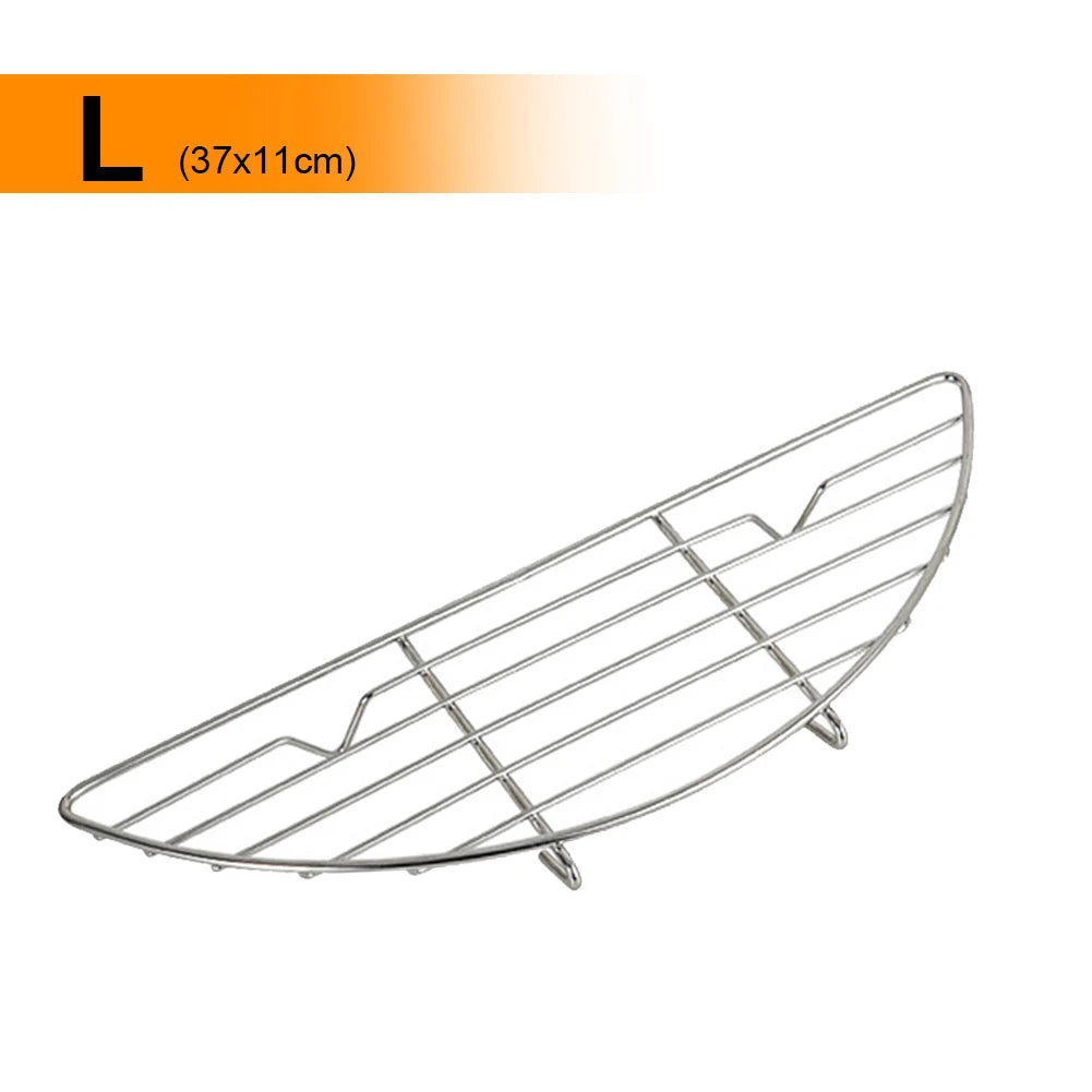 Stainless Steel Semi-Circular Oil Drain Rack Anti-Scorching Non-Stick Grill Rack for Outdoor Camping Barbeque Frying Pan Baking