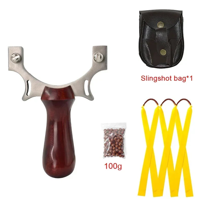 Stainless Steel Solid Wood TTF Professional Slingshot Portable Outdoor Hunting Shooting Tool High Quality Slingshot