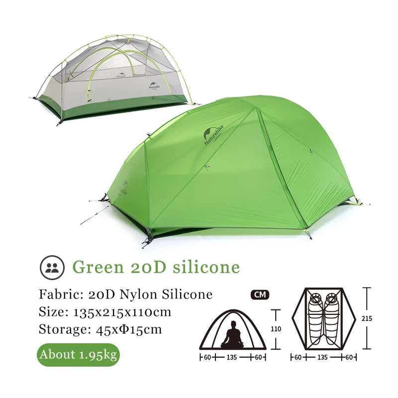 Naturehike New Star River Camping Tent Ultralight 2 Person Double Layer 20D Nylon Silicone Tent windproof Lightweight Tents
