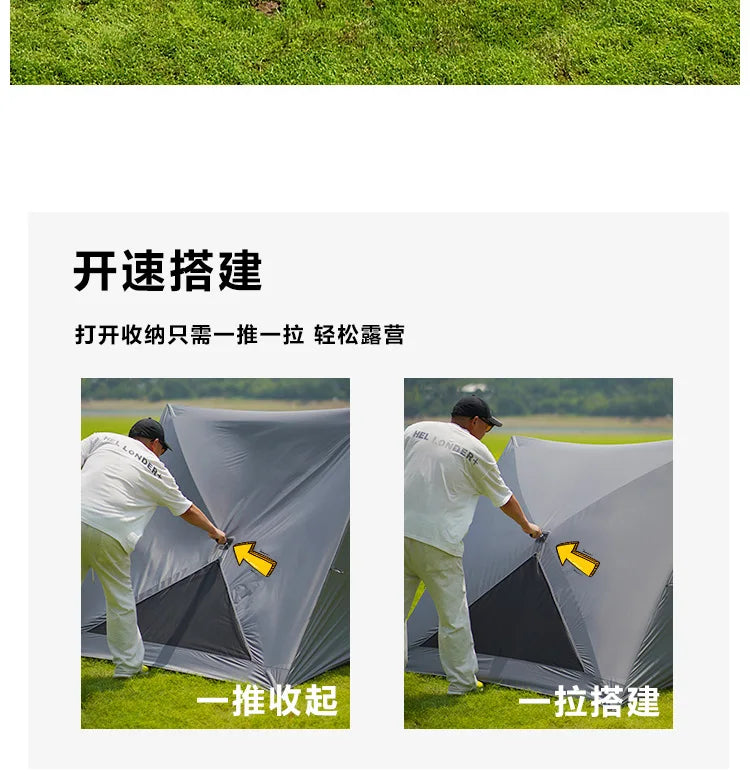 Open Shelter Family Size Triangle Tent Automatic Pop Up Beach Tent Ultralight Portable Outdoor Camping Sun Shelter Instant