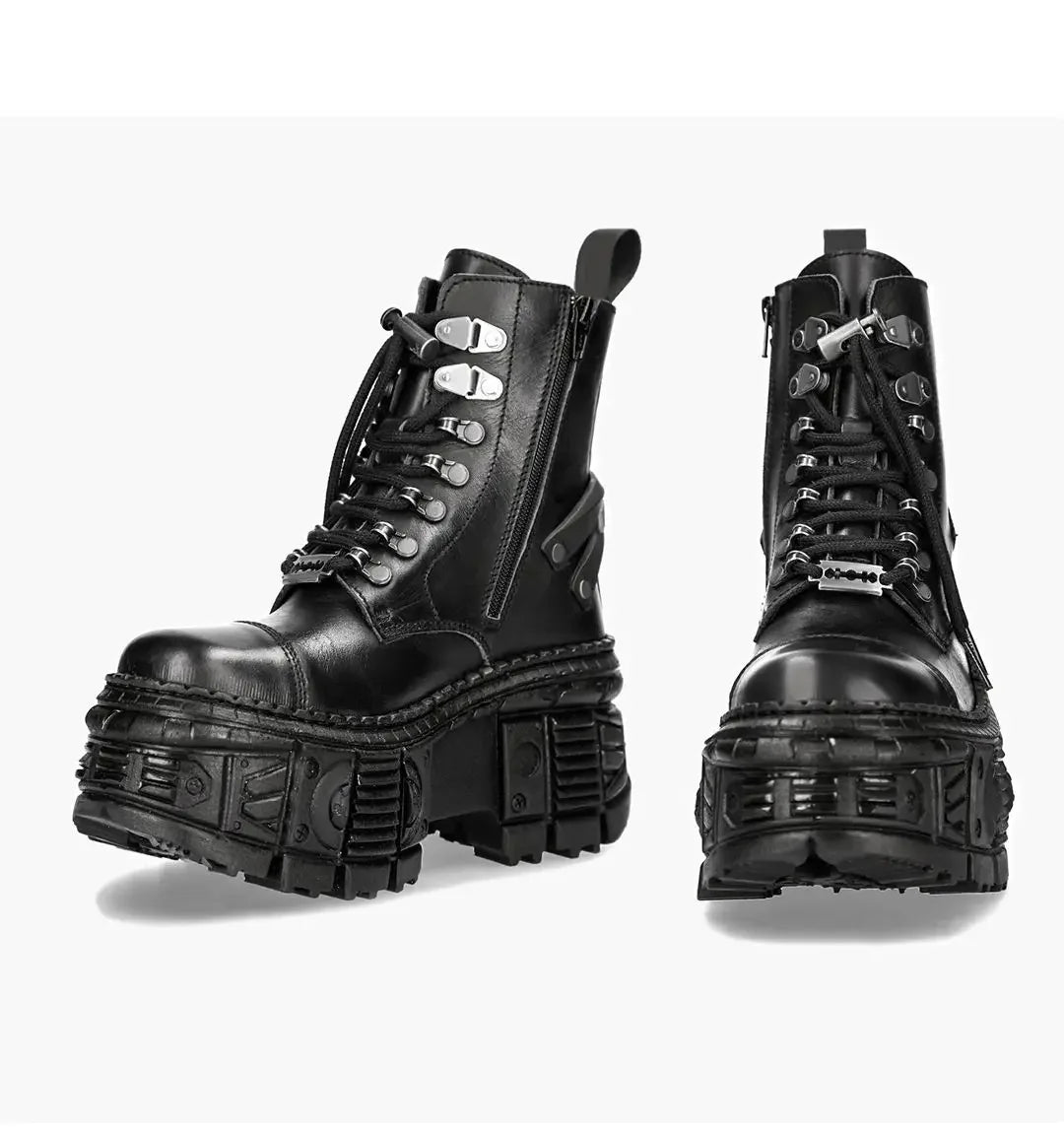 2025 Men's and Women's Retro Spanish Mid-Calf Dark Metal Punk Same Style Below The Knee Platform Popular Street Shooting Boots