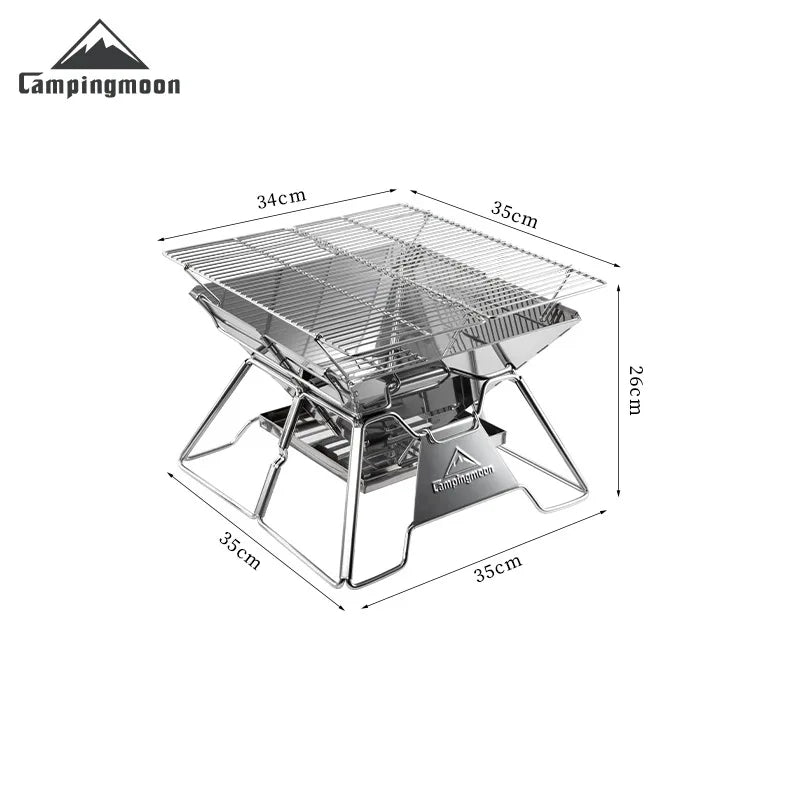 Portable Family BBQ Grill 2-3 Person Double Use Picnic Barbecue Charcoal Stove Campingmoon MT-2