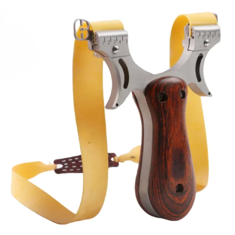 Outdoor Hunting Stainless Steel Wooden Handle Shooting Slingshot Traditional Rubber Band Catapult Slingshot Adult Shooting Game