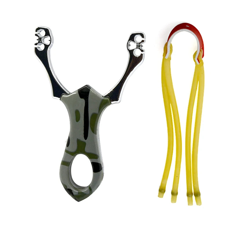 Metal Slingshot High Precision Powerful Bow Catapult with Round Rubber Band for Outdoor Hunting Shooting Game Entertainment New