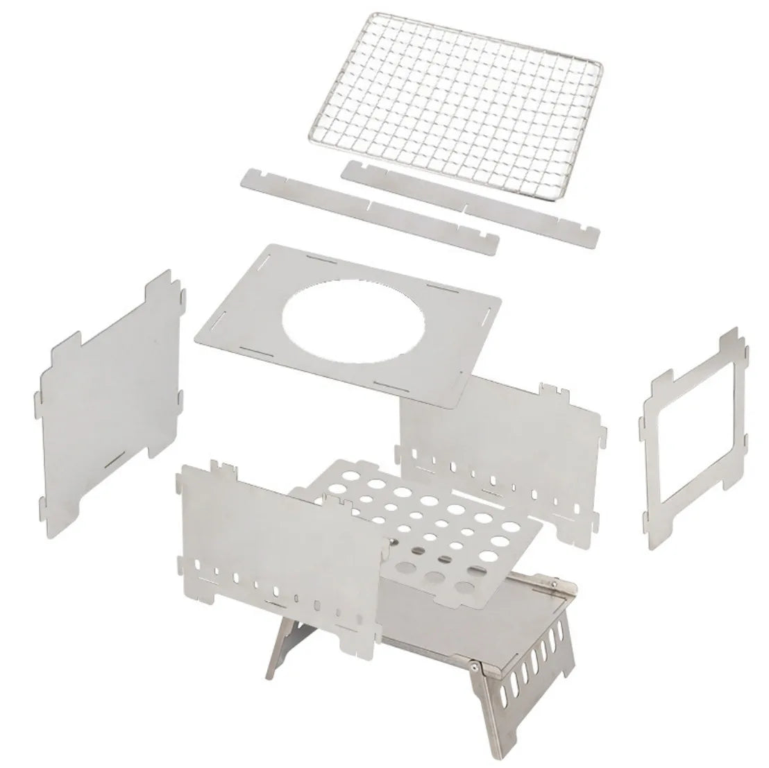 Stainless Steel Folding Camping Stove,Portable Outdoor Barbecue Grill Firewood Stove Folding Stove Burning BBQ Tools Fire Table