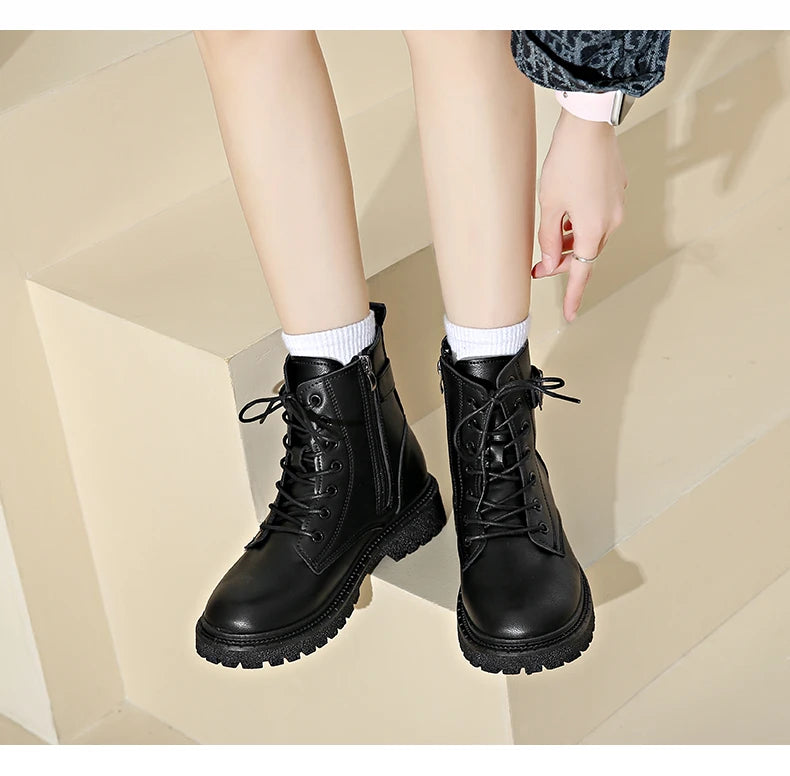 Women Boots 2024 Autumn Winter New Fashion Classic Short Boot Handsome Ankle Boot Work Clothes Shoe Botas de mujer black boots