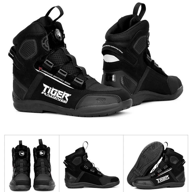 TR Motorcycle Shoes Men Motorcycle Boots Breathable Riding Boots Four Seasons Women Waterproof Moto Racing Shoes Cross-country