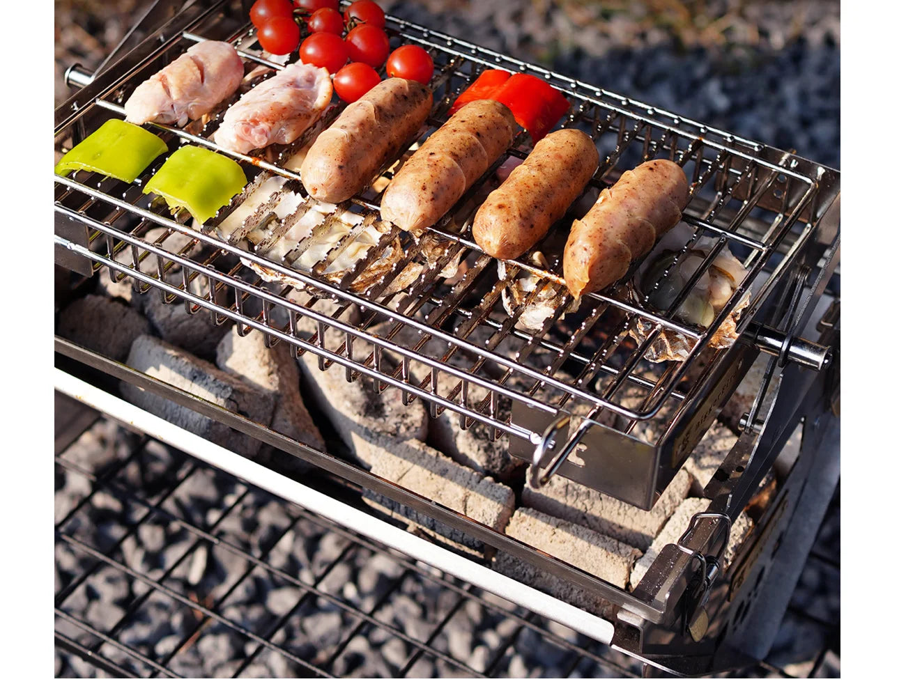 360° Rotating BBQ Grill – Stainless Steel, 5.7kg Lightweight for Camping & Parties – Feeds 1-6, Hands-Free Grilling for Family &