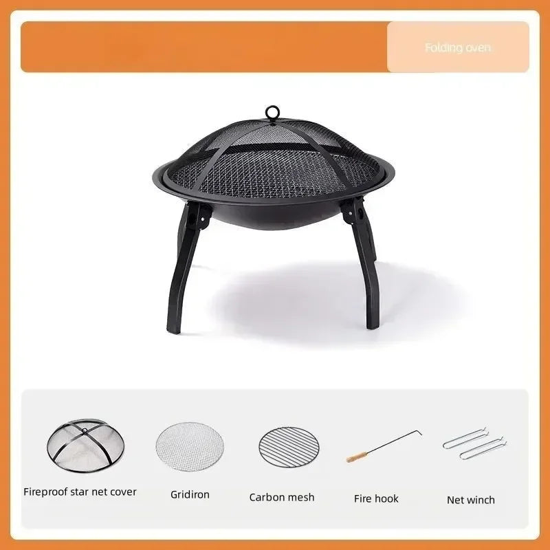 Camping Fire Pit Bonfire Charcoal Barbecue Stove Fire Wood Heater Outdoor Burner Winter Insulation Bbq Grill Outdoor Grill