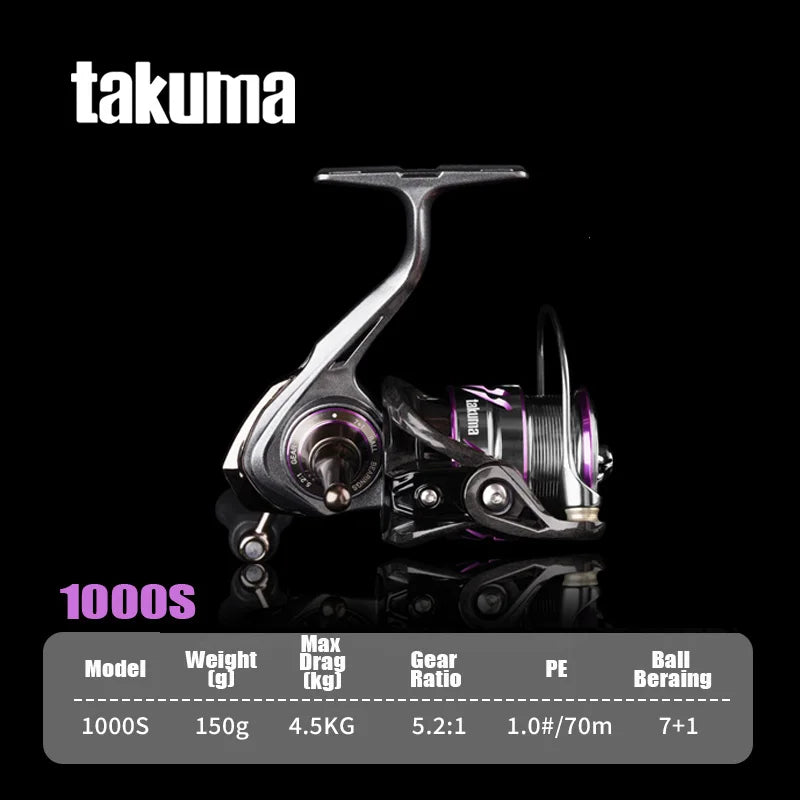 TAKUMA 2025 NEW LINGXI Spinning Reel 150-153g 5.2:1 7+1 Super Light Carbon Fiber CNC Spool Stainless Steel Bearings Fishing Reel