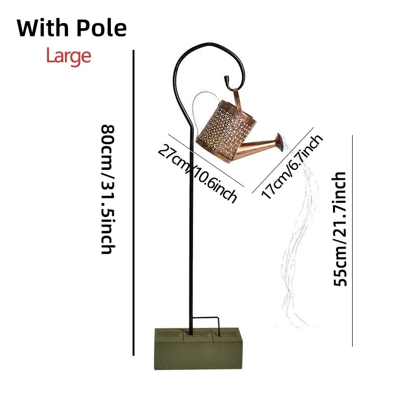 LED Solar Lights Outdoor Watering Can Light Hanging Waterfall Decor Yard Porch Lawn Outdoor Solar Garland Lights Waterproof