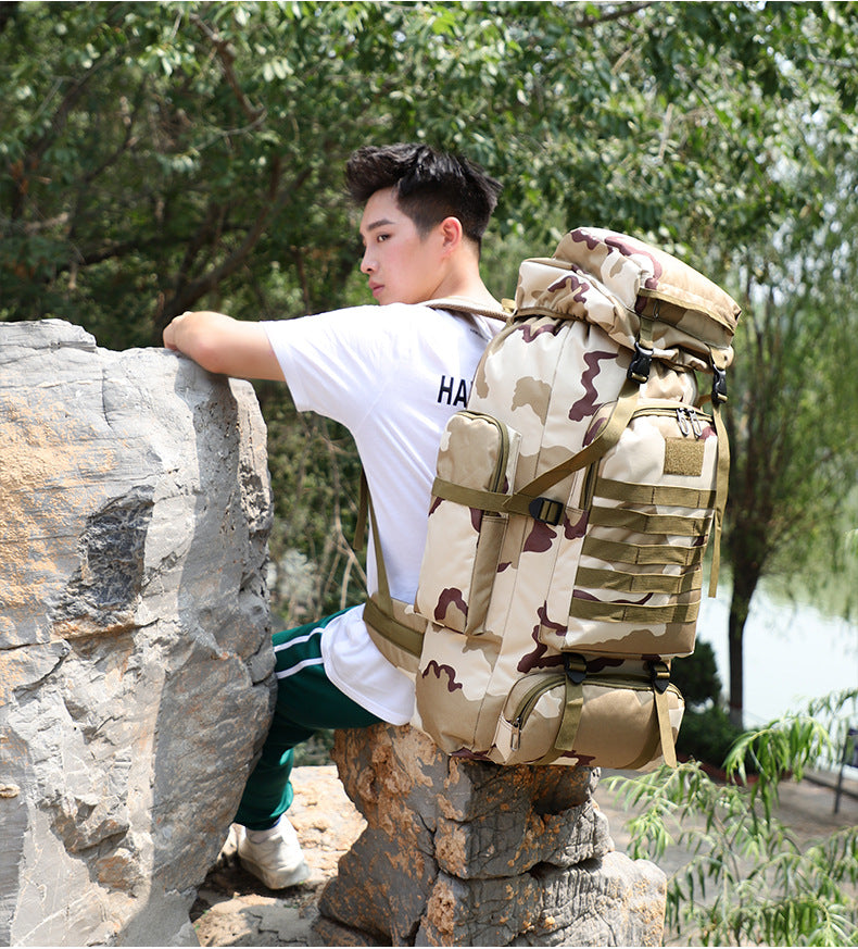 Men's 80L Large Hiking Mountaineering Backpack Climbing Hiking Backpack Camping Backpack Sport Outdoor Rucksack Bag