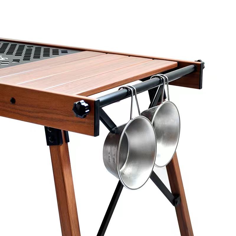 IGT Table with Stove Camping Folding Removable Adjustable Height Lightweight Camp BBQ Grill Table Outdoor Picnic Fishing Table